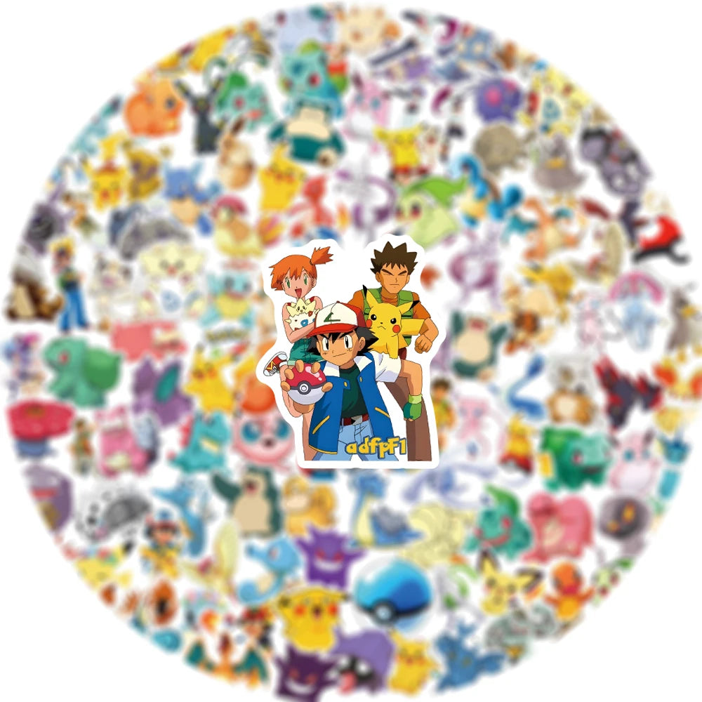 50/100/200pcs Pokemon Anime Stickers Pikachu Kawaii Sticker Laptop Suitcase Skateboard Guitar Phone Cartoon Kid Gift Toys
