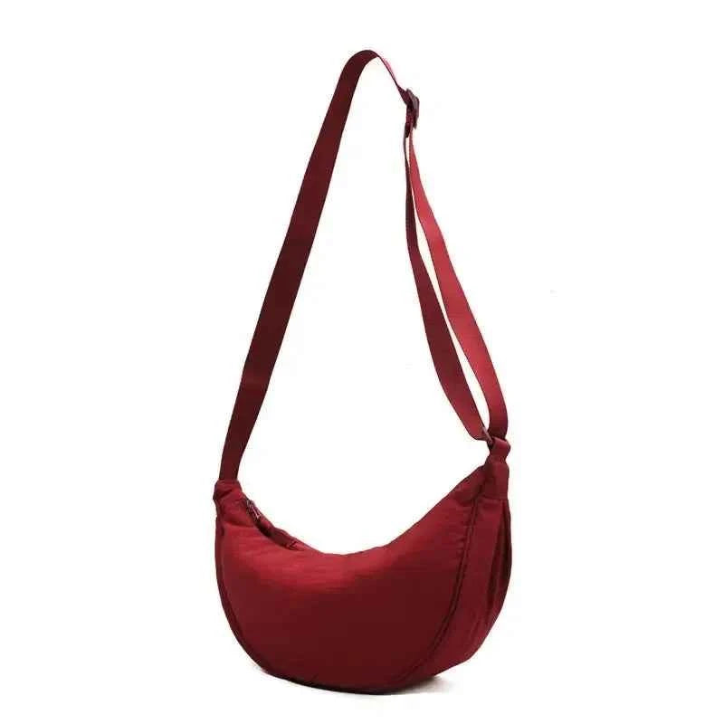 Men and Women Solid Color Chest Bag for Large Capacity Travel Crossbody Female Half Moon Bag Daily Cotton Filled Shoulder Bag