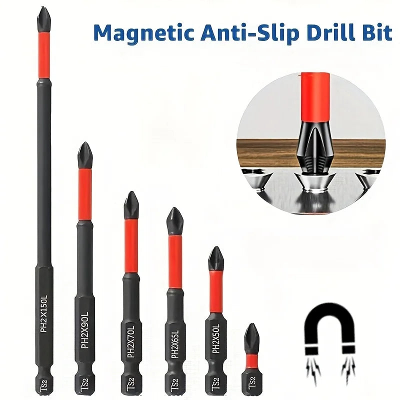 Magnetic Non-Slip Drill Bit Set 3/6/12 Pieces, S2 Steel, Crosshead and Impact Drill Bits, Suitable for Electric and Hand Drivers