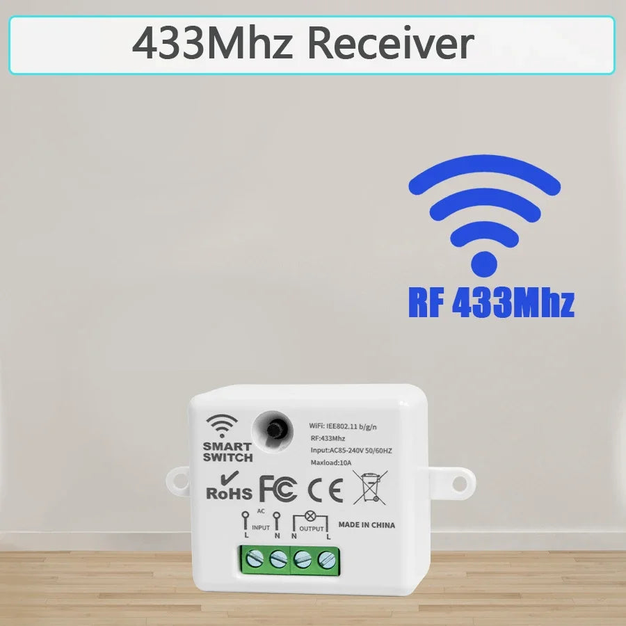 433MHz 1/2/3Gang 86 Wall Panel Switch with Remote Control Wireless Smart Switch Light Interruptor 10A 110V 220V For LED Lamp