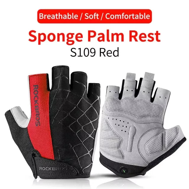 ROCKBROS Cycling Bike Gloves Half Finger Shockproof Breathable MTB Mountain Bicycle Sports Gloves Men Women Cycling Equipment - Shoppiline