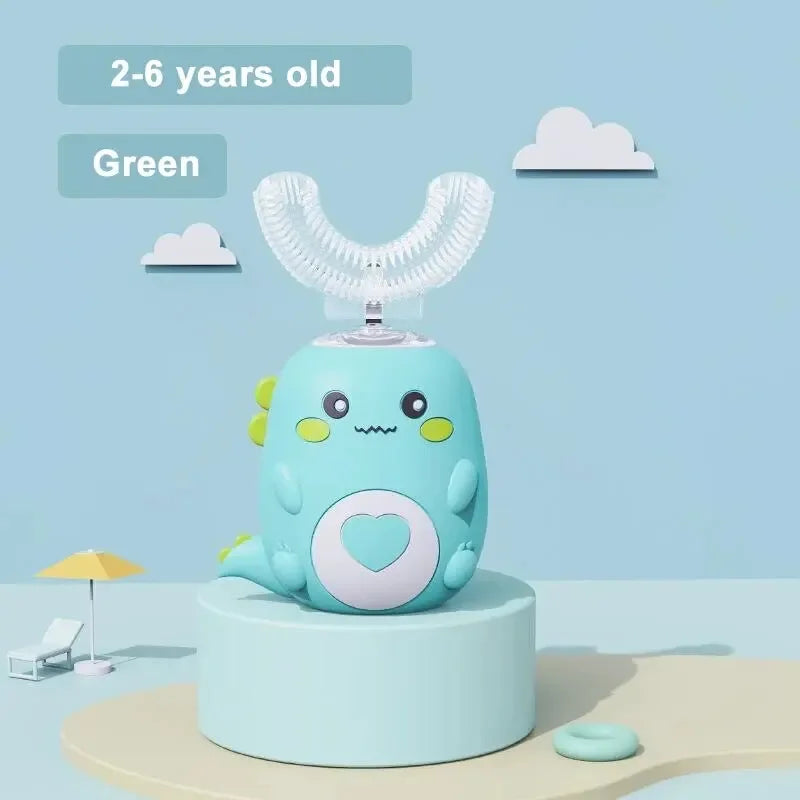 Kids U-Shaped Electric Toothbrush, Food Grade Silicone 360° Automatic Clean USB Charging Smart Oral Care Children Toothbrush