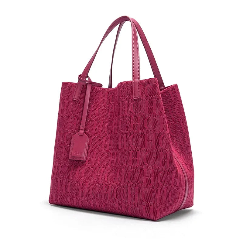 CH High Quality Craft Large Capacity Handbag Ladies Shoulder Bag Fashion Classic New Pure Color Outer Pocket Ladies Handbag - Shoppiline