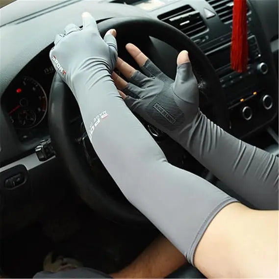 Summer Anti-UV Cooling ‌Ice Silk Arm Sleeves Breathable Stretchy Cover UV Protection Sun Sleeves for Cycling Running Sports