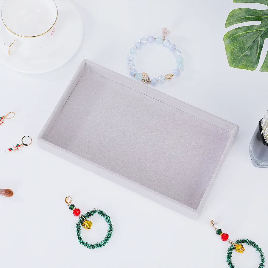 1 plateau à bijoux floqué, boîte à bijoux, convient pour : tous types de rangement de bijoux.