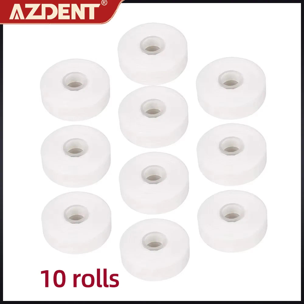 AZDENT 10 Rollen Zahnseide mit integriertem Spulenwachs, Minzgeschmack, Europa Ersatz, flacher Zahnseidefaden, 50 m/Rolle