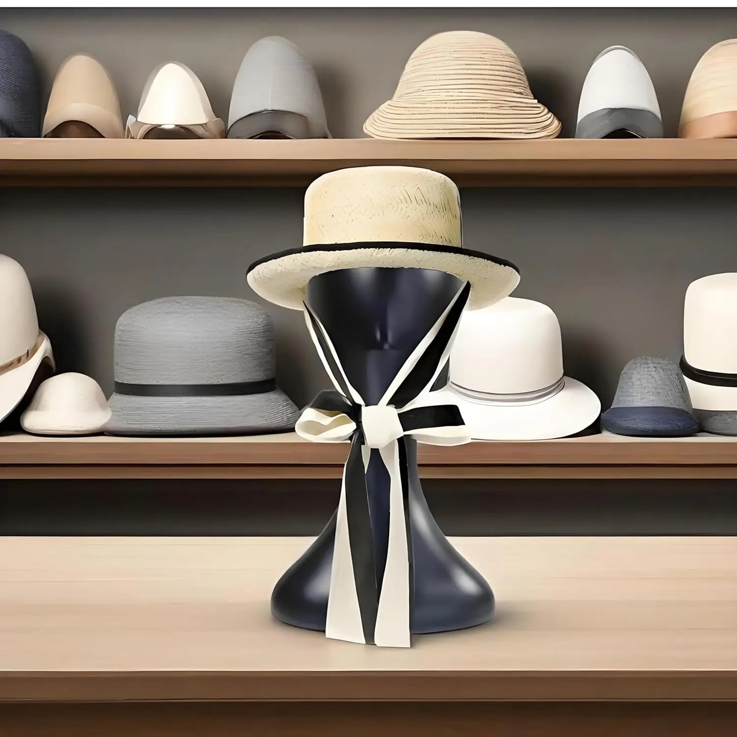 Tête de Mannequin Professionnel de 40 cm en Plastique, Torse de Modèle Féminin Réaliste et Durable pour Perruque, Chapeau, Masque, Coiffe, Bijoux