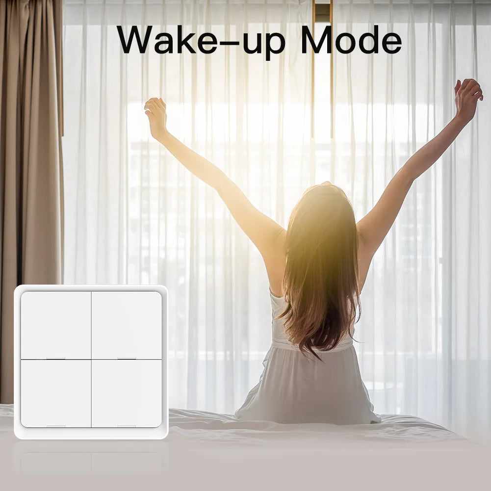 MOES 4 Gang Tuya ZigBee Wireless Scene Switch - 12 Customizable Automation Scenarios, Battery-Powered Push Button Controller for