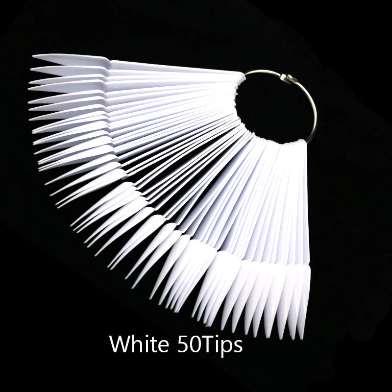 False Nail Tips fan Nature Clear Black 12/24/32/50 pcs/set Finger Full Card Nail Art Display Practice Polish all for Manicure
