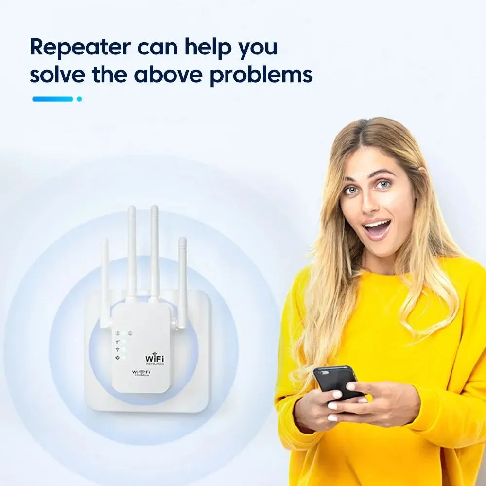300M Wireless Signal Booster 2.4G WiFi Range Extender Internet Amplifier With EU Standard Plug
