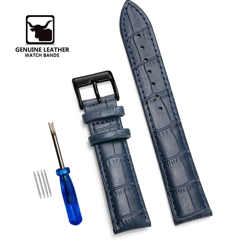 Premium Genuine Leather Watchbands 12/14/16/18/19/20/21/22/24 mm Watch Band Strap High Quality Wrist Belt Bracelet + Tool
