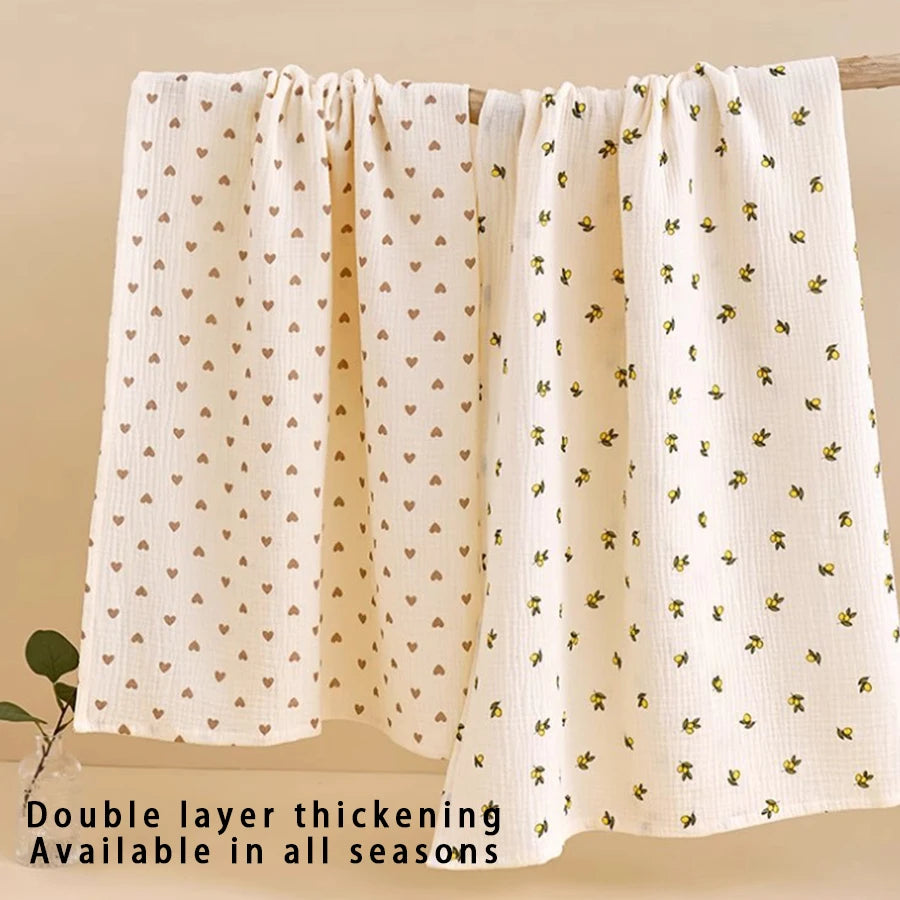 1 Piece of Baby Double-Layer Swaddle Blanket, Soft and Breathable, with Cute Patterns, Multifunctional Newborn Wrap Blanket, Baby Quilt, Baby Swaddle Sheet, Suitable for All Seasons