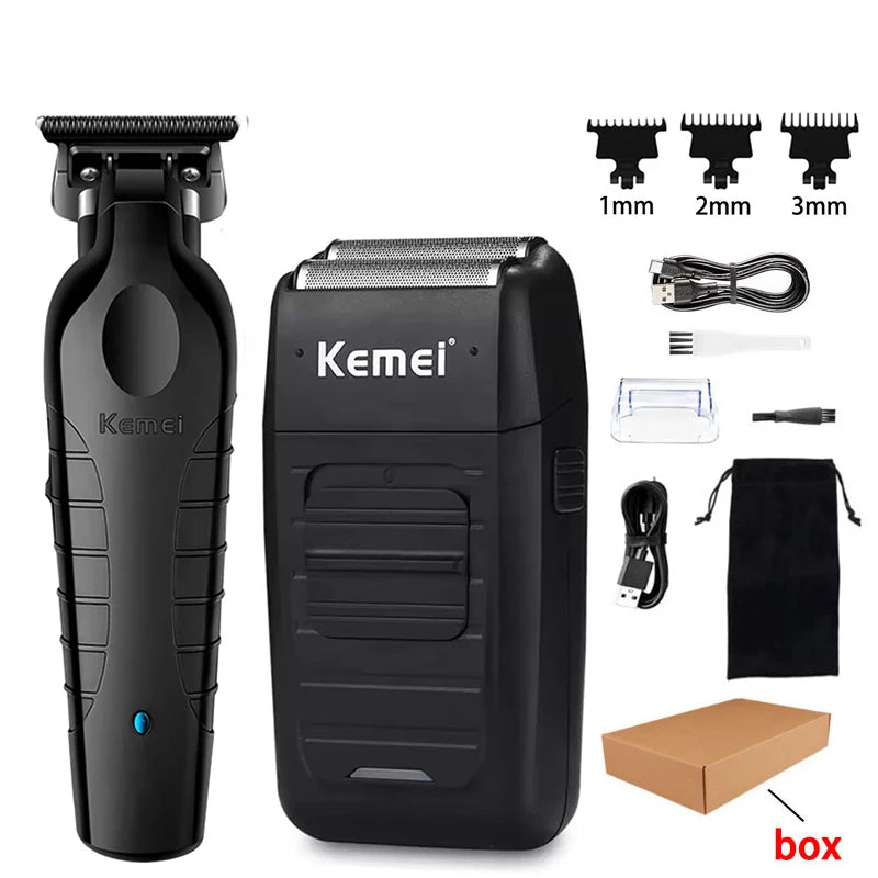 Kemei Professional Electric Hair Clippers USB Rechargeable Barber Trimmer Men's Electric Shaver Clippers KM-2299 KM-1102 Kit
