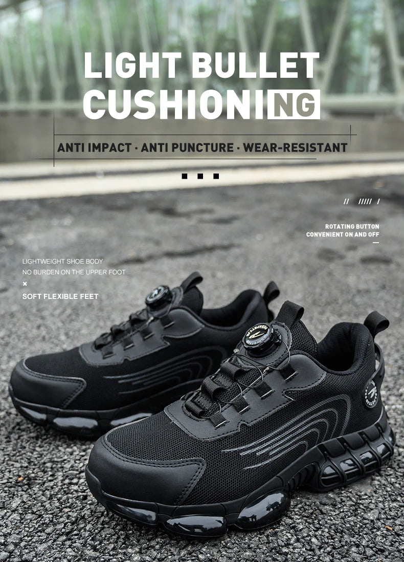 Rotary Buckle Work Safety Shoes For Men and Women Air Soft Sole Lightweight Protective Work Sneakers Men Breathable Boots - Shoppiline