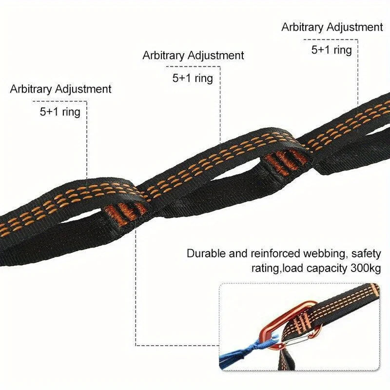2pcs Hammock Straps, Special Reinforced Polyester Straps, 5 Ring High Load-Bearing Barbed Hammock Straps For Outdoor Camping