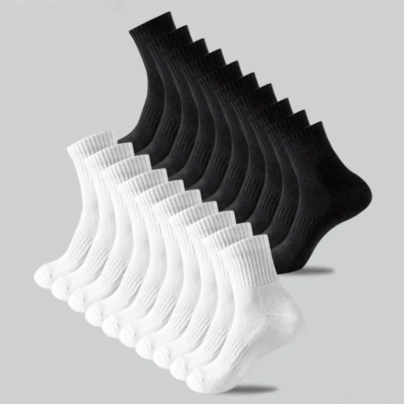 5/10/20 Pairs Neutral Solid Color Round Neck Socks Spring Summer Sweat Absorbing Breathable Comfortable All-season Sports Socks