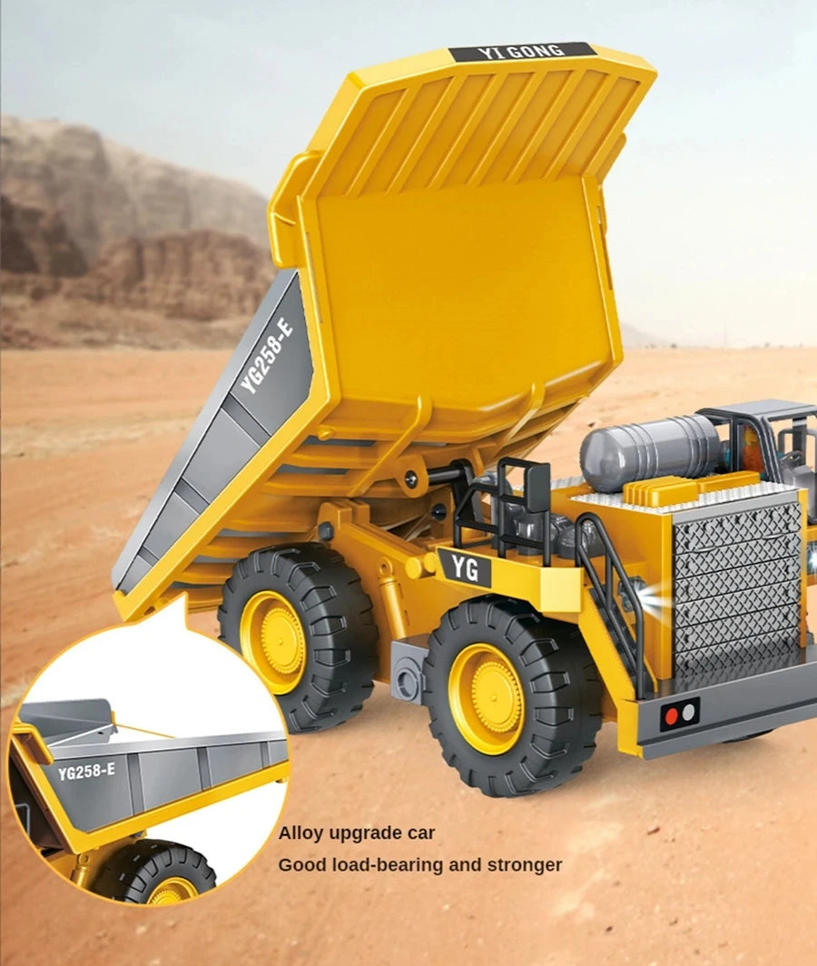 4WD Remote Control Excavator 4x4 Alloy Dump Truck Bulldozer Radio Model RC Car Construction Vehicle Toy Children Kids Gifts - Shoppiline