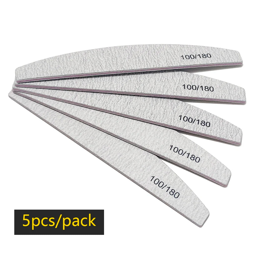 Nagelfeile Buffer 100/180 Körnung Halbmond Nagelfeilen Doppelseitiges Schmirgelpapier Nagel schleifen Gel Nagellack Maniküre-Werkzeug