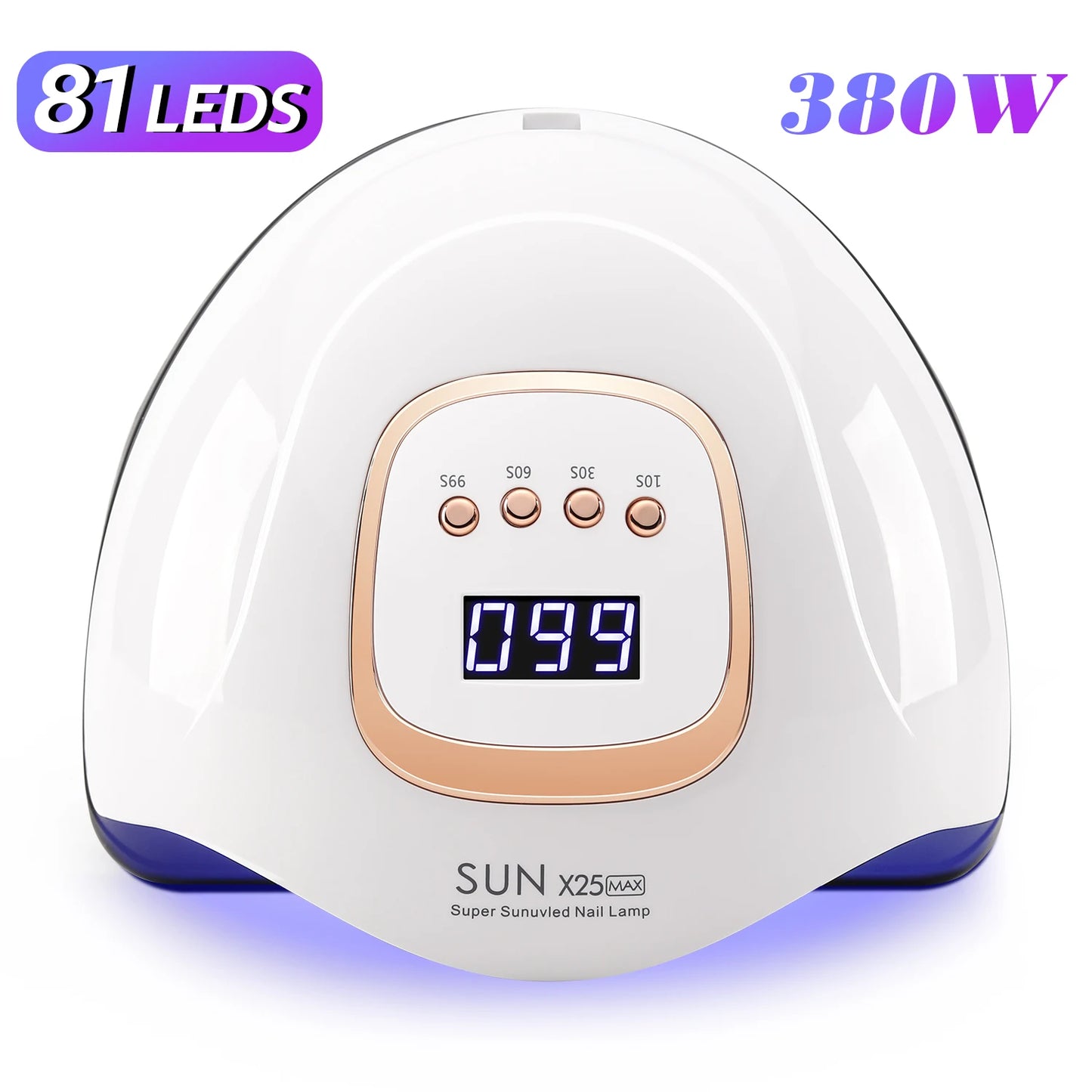 Lampe à ongles UV LED 380W 81 LED, séchoir à ongles pour vernis gel, 4 réglages de minuterie, lampe à ongles UV professionnelle, lumière à ongles à capteur automatique
