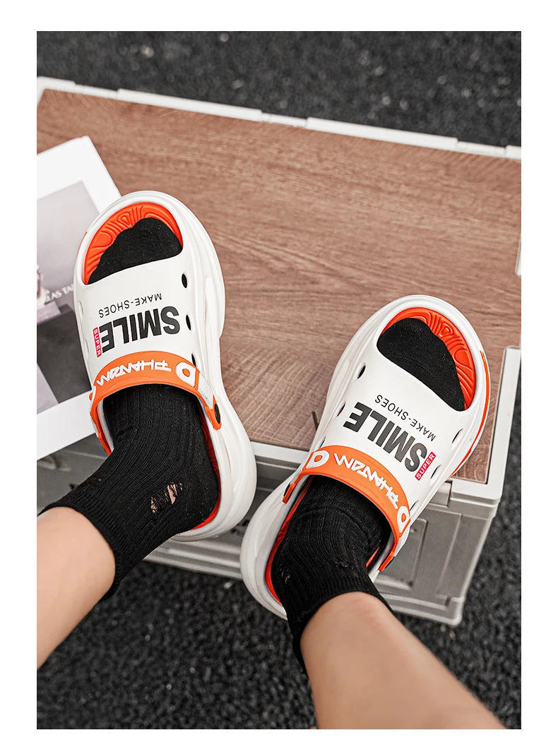 2024 Men's Outdoor Sandals Slippers Beach Comfortable Soft Sole Slide Clogs Casual Shoes Men Women Beach Sandals Big Size 46 47