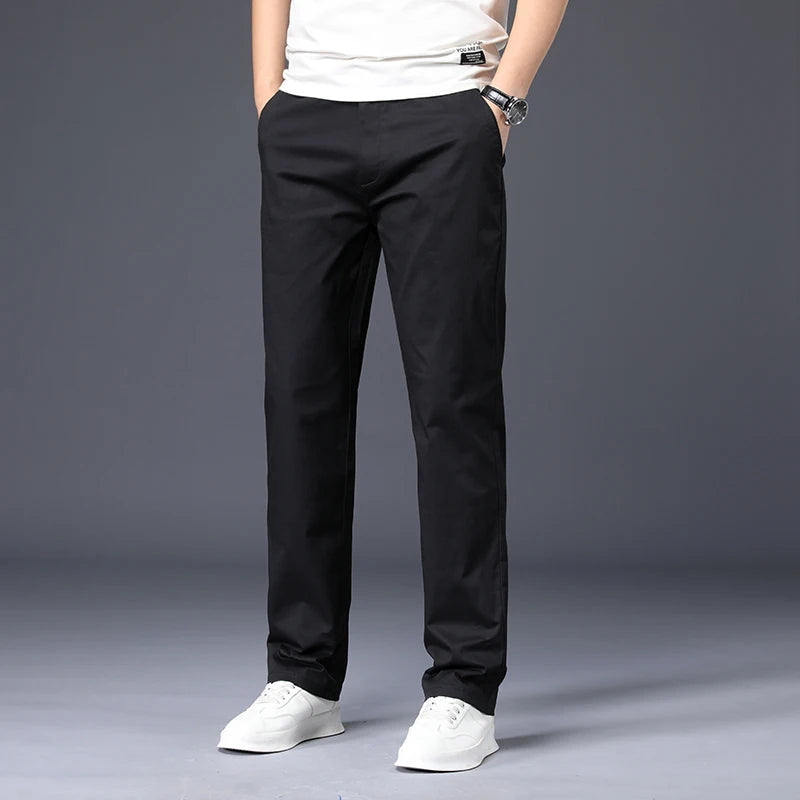 Mens Pants Cotton Casual  Stretch male trousers man long Straight High Quality 4 color Plus size pant suit  42 44 46 - Shoppiline