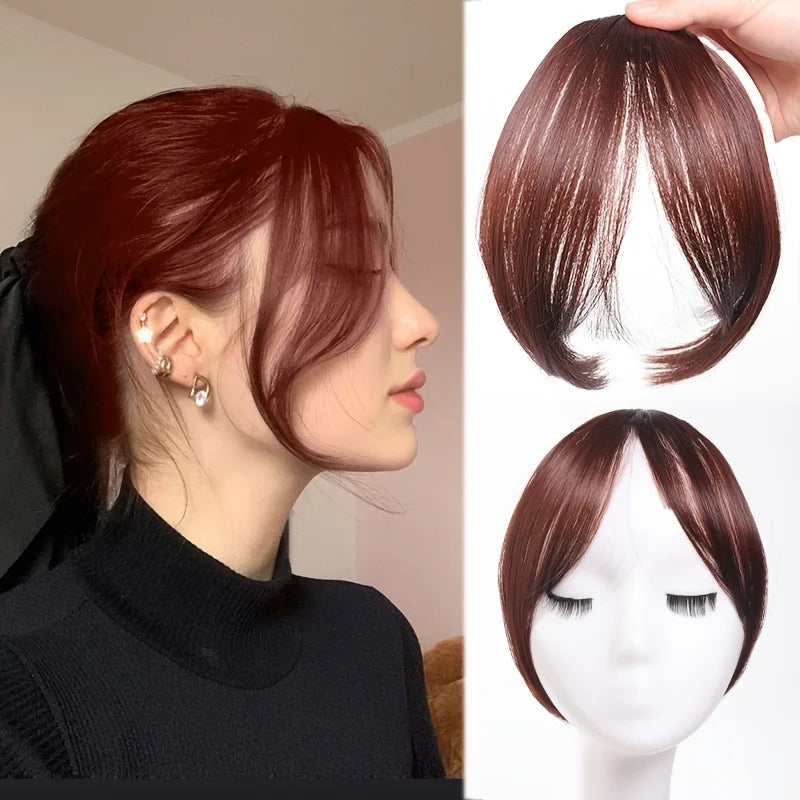 Synthesis Wig Middle-Part Bangs Hair Extensions Clip In Forehead Natural Seamless French Oblique Bangs Eight-Character Bangs