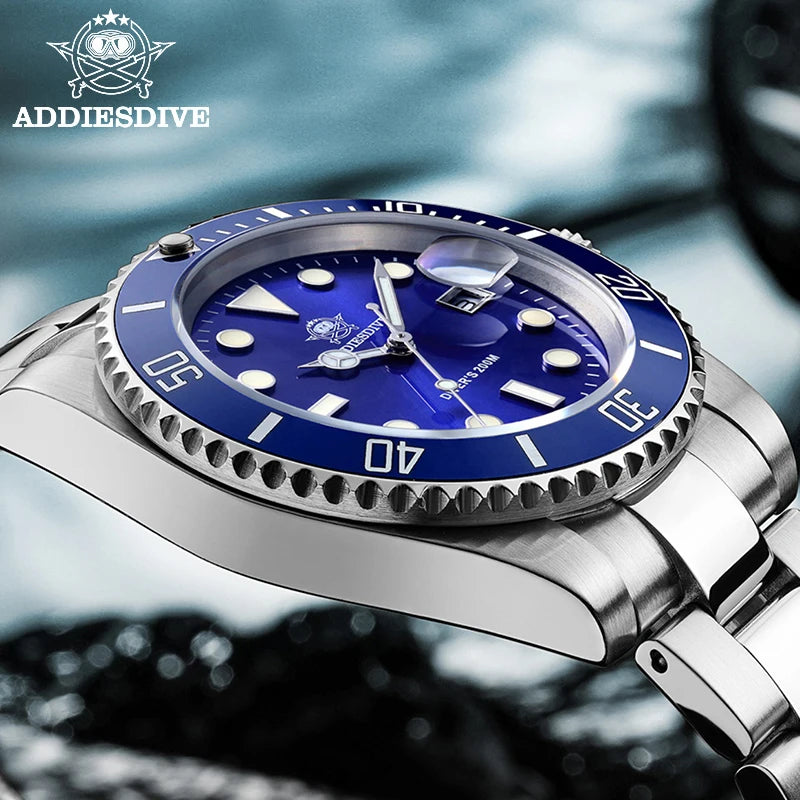 ADDIESDIVE Stainless Steel Watch Men's European and American Business Leisure Quartz Watch Waterproof Outdoor Sports Watch