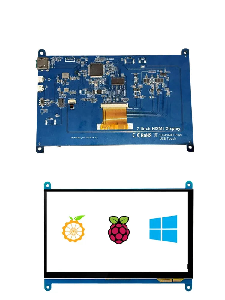 7 Inch Raspberry Pi 4/3/2/B/B+/A+ Monitor 1024x600 IPS 5-Points Capacitive Touchscreen Drive Free HDMI Display For Win 7/8/10 - Shoppiline