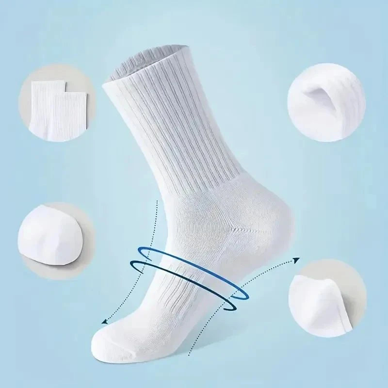 5/10Pairs Neutral Round Neck Socks Spring Summer Sweat Absorbing Breathable Comfortable All-Season Sports Men's High Classic