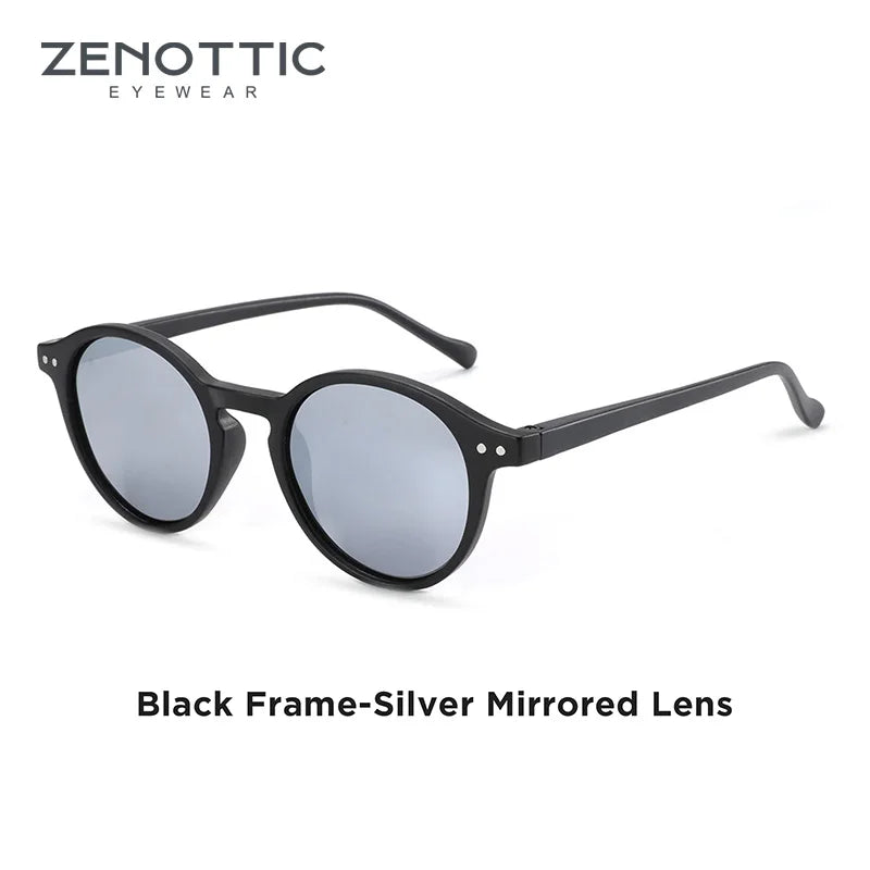 ZENOTTIC Lunettes de Soleil Rétro Polarisées 2023 2024 Hommes Femmes Vintage Petite Monture Ronde Lunettes de Soleil Verres Polarisés UV400 Nuance