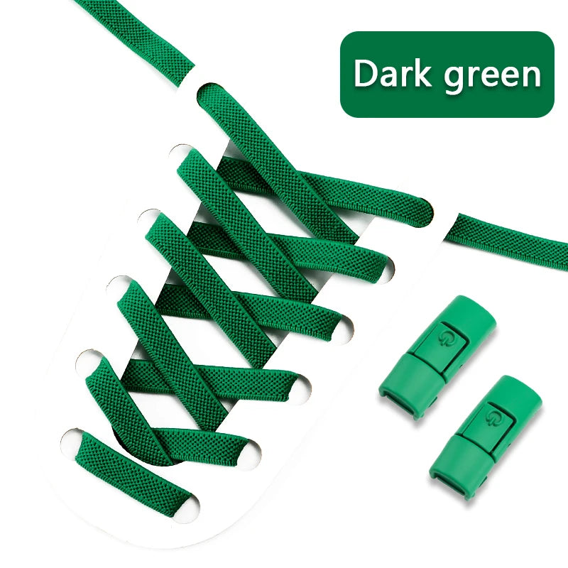 Colorful Press Lock Shoelaces without ties Elastic Laces Sneaker 8MM Widened Flats No Tie Shoe laces Kids Adult Shoelace Shoes