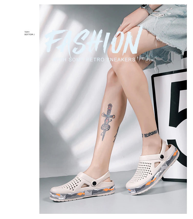 Men's summer casual hole shoes non slip lightweight breathable Two wearing men's sandals fashion comfort beach shoes slippers