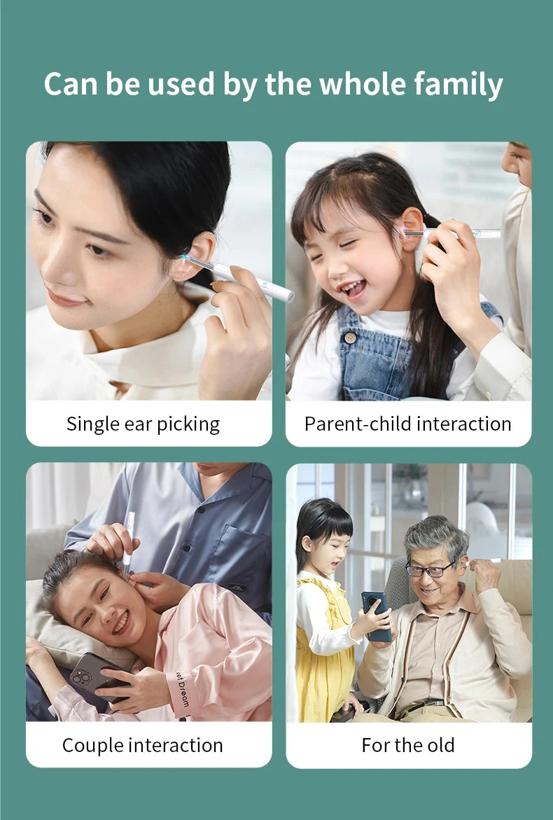 Nettoyant auriculaire visuel intelligent avec caméra, dissolvant de cérumen, otoscope 1080P HD, curette auriculaire, endoscope auriculaire, soins personnels