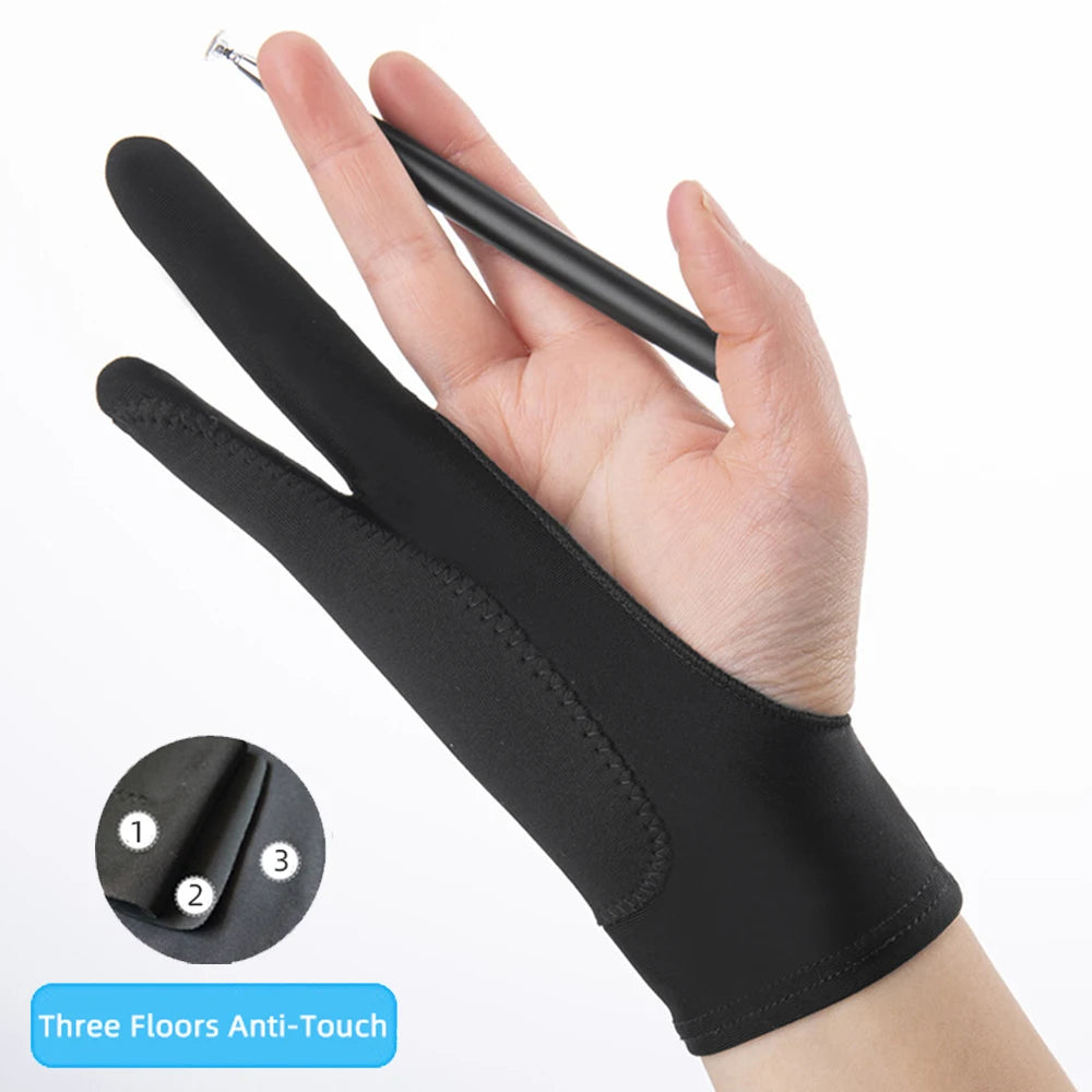 Two-finger Painting Gloves Anti-touch Anti-pollution Anti-dirty, Right And Left Hand Glove,for IPad Tablet Touch Screen Drawing