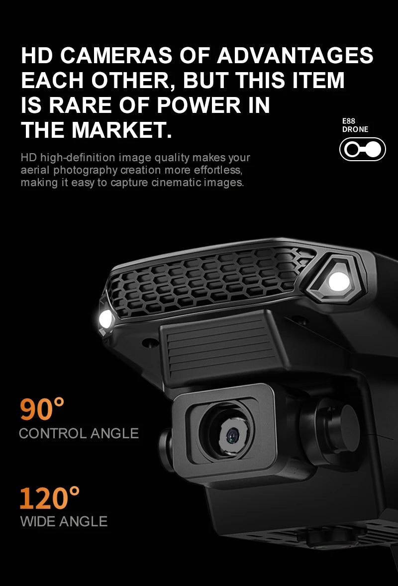 E88 ProIntelligent Folding Drone Supports single/Dual Camera Switching 4KPicture Quality+Wide-angle Shooting WiFiDirect Real-Tim - Shoppiline