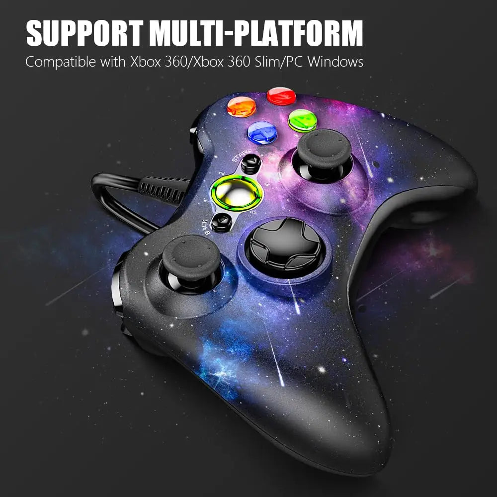 Wired Game Controller for Xbox 360 with Dual-Vibration,Compatible with Xbox 360/360 Slim&PC Windows 7,8,10,11