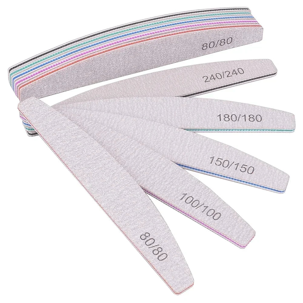 5/10Pcs Professional Nail File 150/180 Sandpaper Strong Thick Nail Files Sanding Half Moon Lime nail accessories and Tools