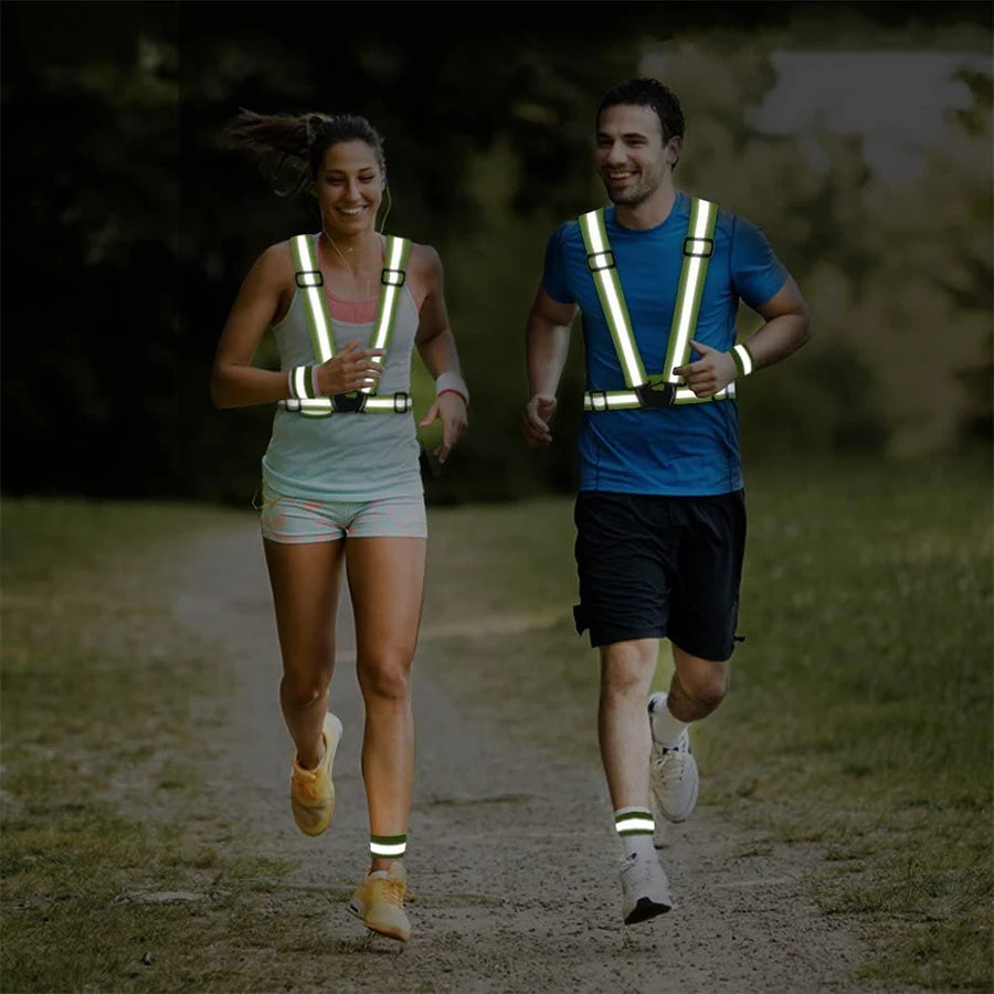 Adjustable Lightweight Reflective Vest for Outdoor Night Walking Biking Safety Gear Waterproof Running Safety Vests with Straps