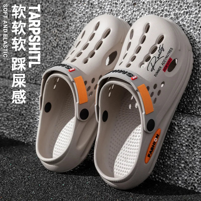 Summer Clogs Sandals Men Clogs EVA Slippers Soft Sole Breathable Beach Slippers Men Home Slippers Outdoor Antiskid Slippers