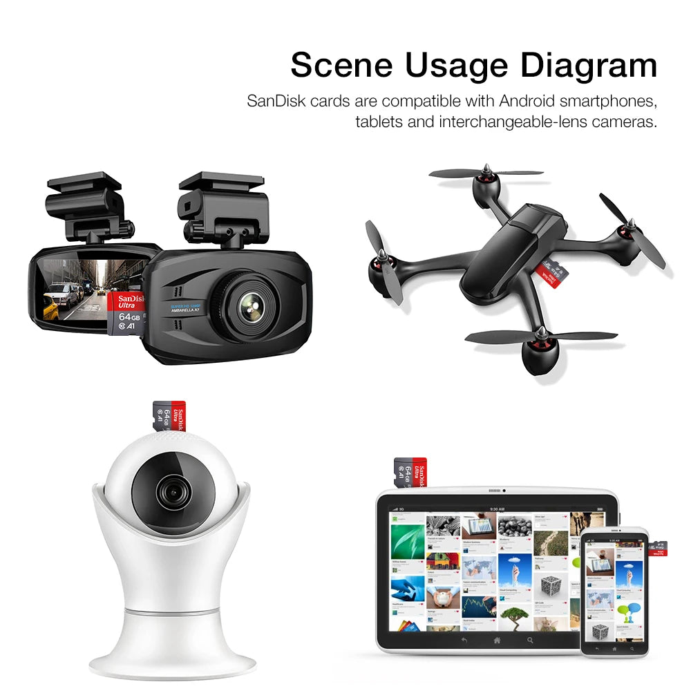 Micro SD Memory Card TF/SDCard 32GB 64GB 256GB 512GB 120M/S Class10 UHS-1 Flash Ultra 128GB Camera/Phone For Card Reader/Adapter