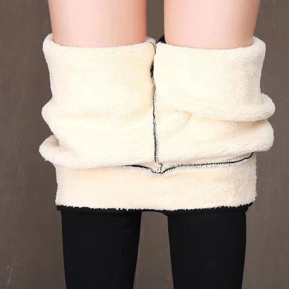 Damen-Lammfleece-Leggings, nahtlos, hohe Taille, dicke Thermoleggings, modische, warme Winter-Damenstrumpfhose, isolierte Hose