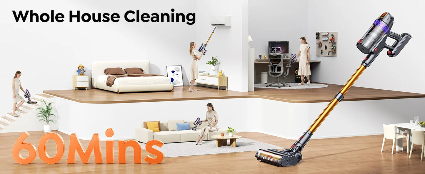 BUTURE VC90 600W 65KPA Suction Power Cordless Vacuum Cleaner Handheld smart Home appliance Removable Battery Mite removal brush
