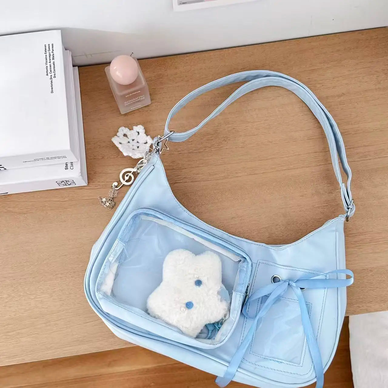 Y2k Harajuku Shoulder Bag Women Korean Transparent Ita Bag School Crossbody Bag Female Japanese Designer Preppy Handbag Purse