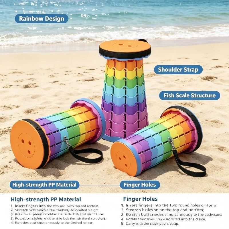 Heavy‑Duty Foldable Retractable Stool Lightweight Compact Aluminum Portable Camping Fishing Seat with Carry Storage Bag