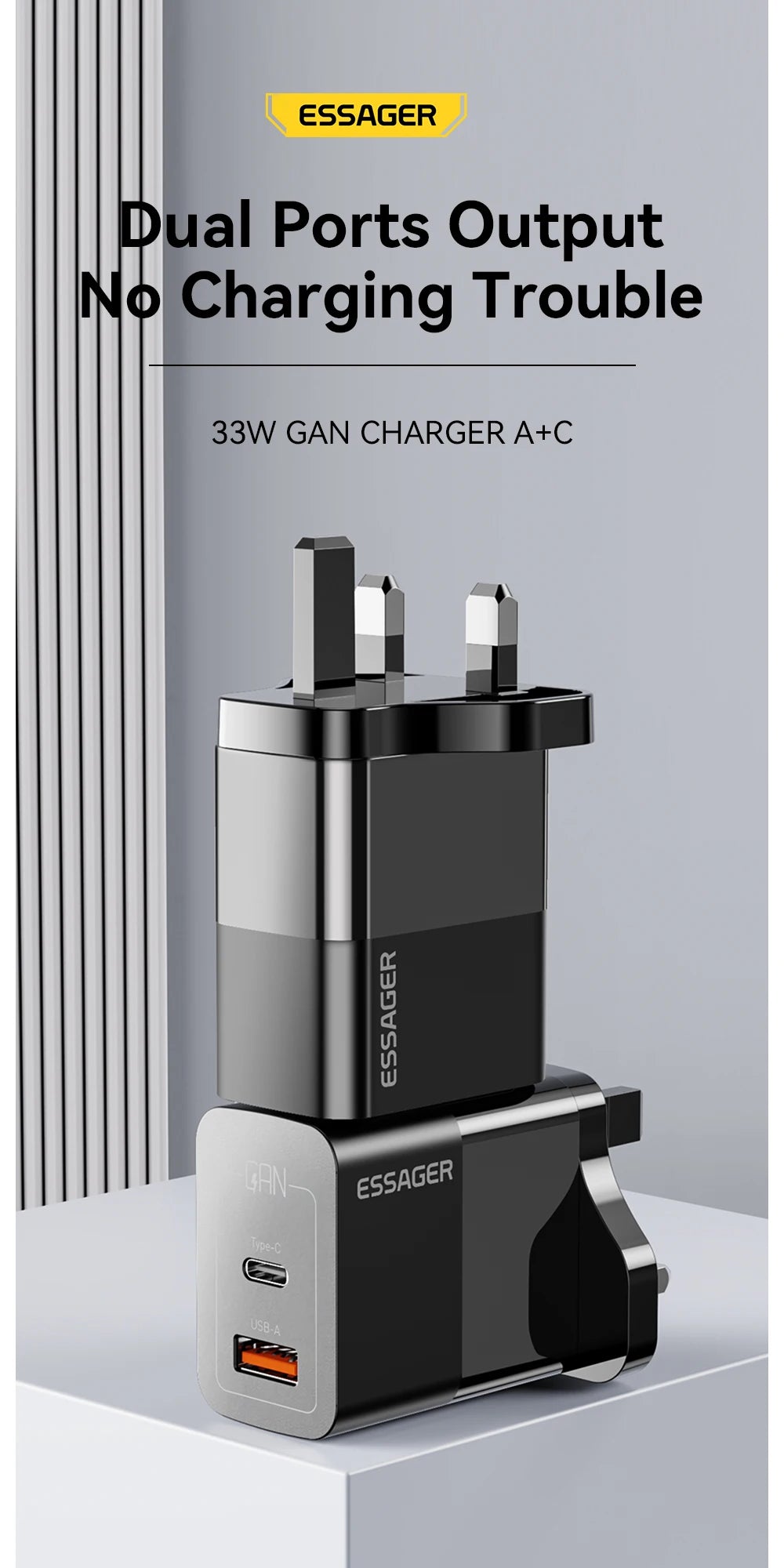 Essager USB C Charger 33W GaN Type C PD Fast Charging For iPhone 14 13 12 11 Pro Max XS 8 P For iPad Pro Air iPad Mini - Shoppiline