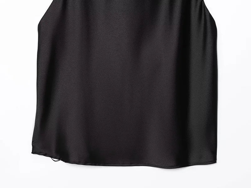 MUJER 2026 Halter Tops for Women Black Satin Backless Top Female Pink Summer Beach Top Woman off Shoulder Camisole Top Women
