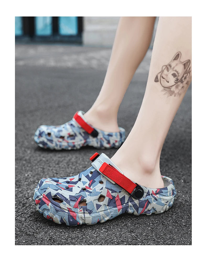 New Men's Clogs Slippers Sandal Male Garden Shoes Flat Camouflage Sandals Male Sneakers Outdoor Flip Flops Home Clogs - Shoppiline