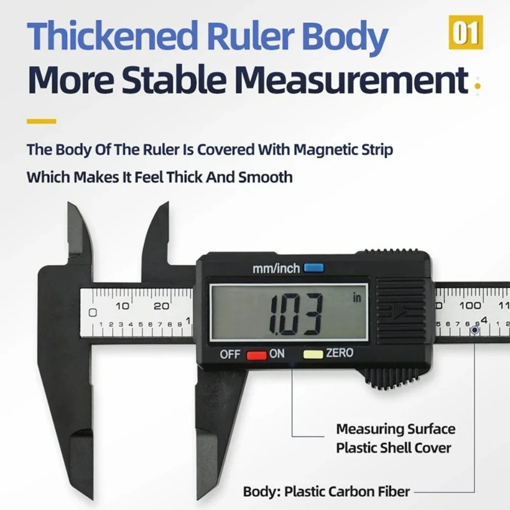 Measuring Tools Electronic Digital Caliper LCD Display Measurement Tools Carbon Fiber Dial Vernier Caliper Professional Rulers
