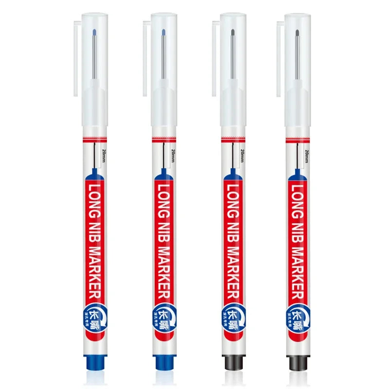 4Pcs/Set 20mm Deep Hole Long Nib Head Markers For Metal Perforating Pen Waterproof Bathroom Woodworking Decoration Multi-Purpose