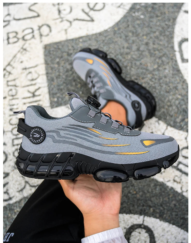 Rotary Buckle Work Safety Shoes For Men and Women Air Soft Sole Lightweight Protective Work Sneakers Men Breathable Boots - Shoppiline